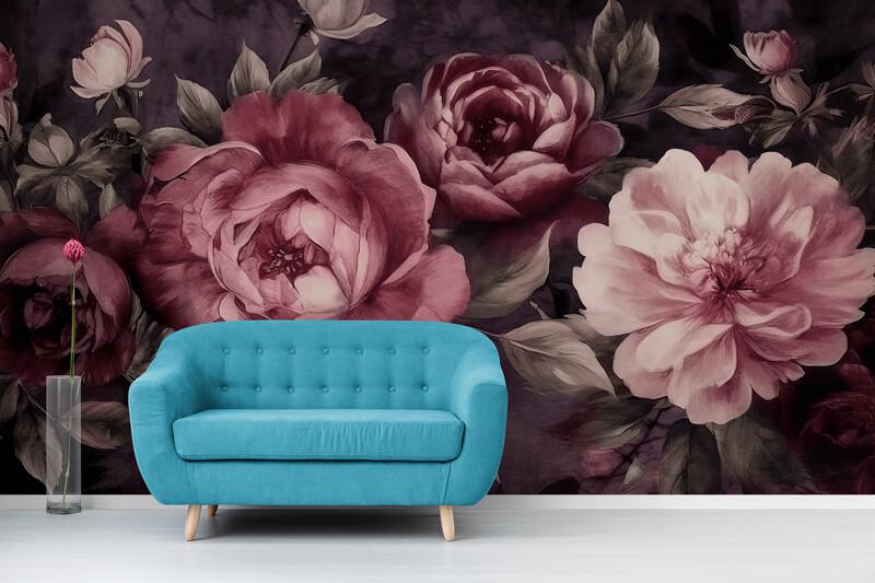 Фотообои в темных тонах Лепестки вдохновения (S2081)