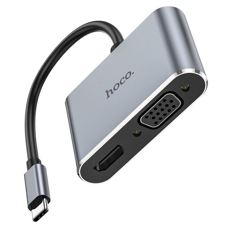 Хаб USB Hoco HB29 Type-C HDMI VGA 4K 30Hz Черный (7456837463)