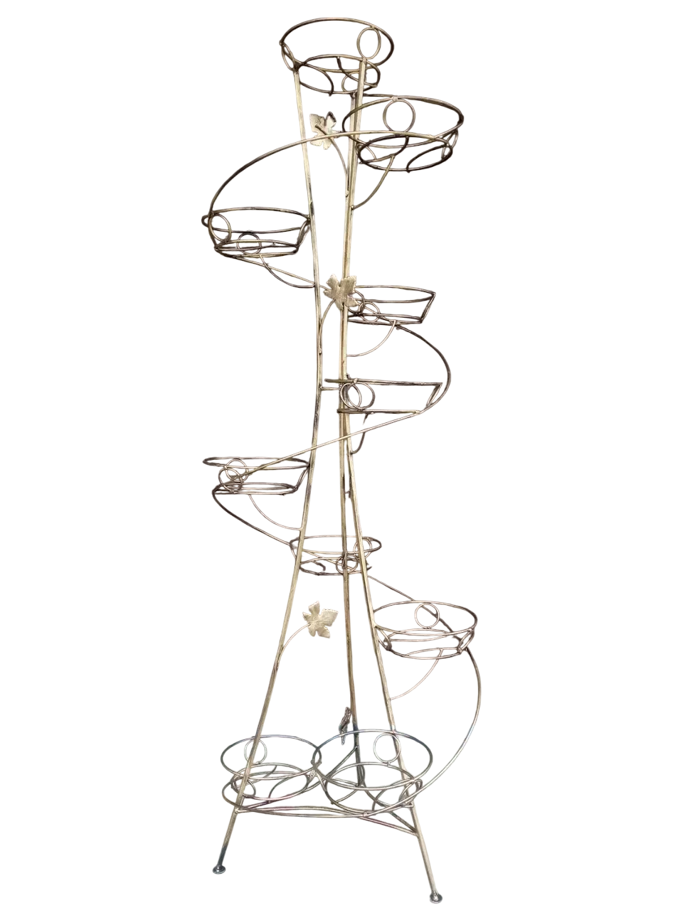 Подставка для цветов Хатинка Спираль металлическая с золотой патиной на 10 вазонов 143 см (CNT00011588)