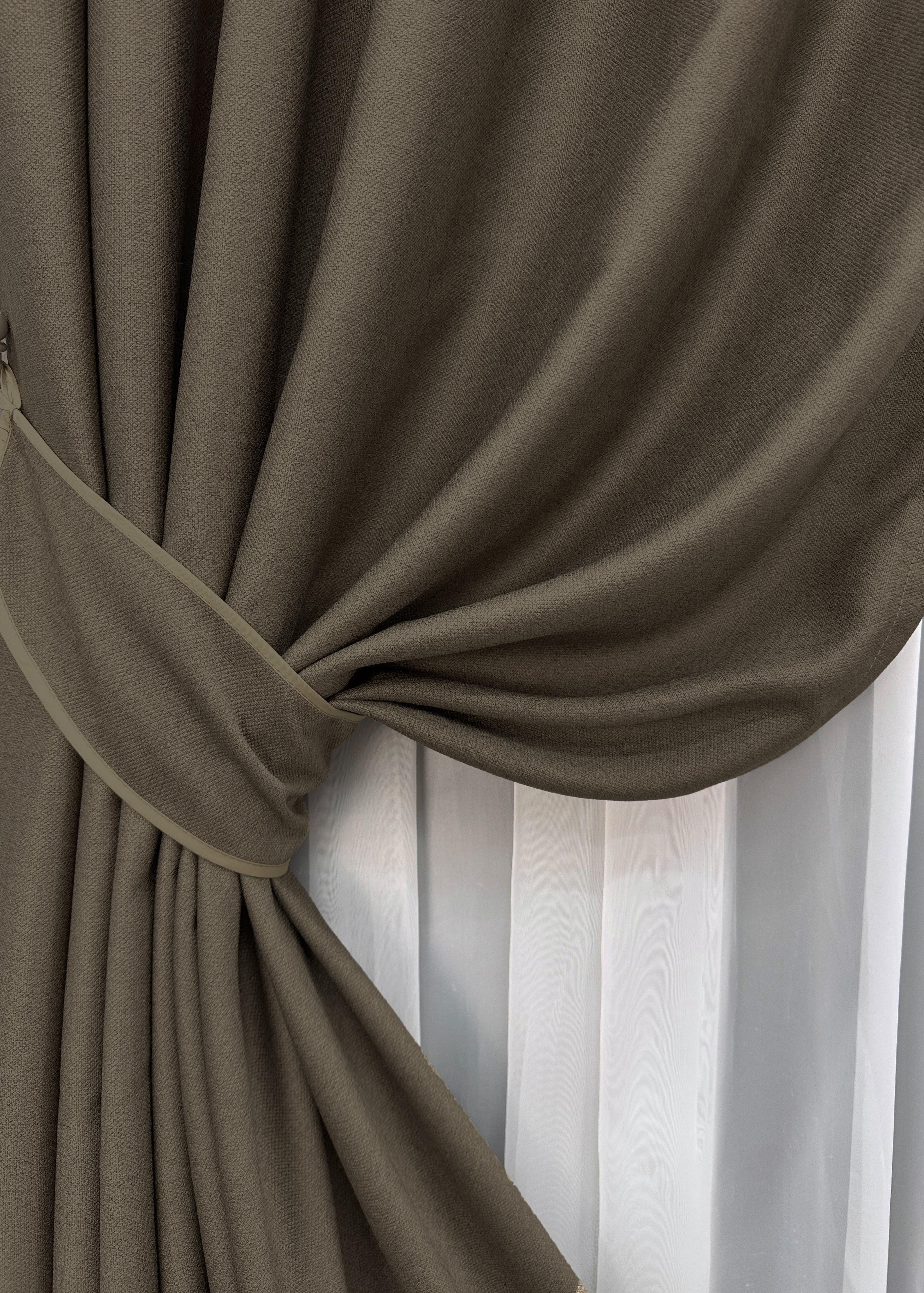 Комплект готовых штор VR-Textil Шенил однотонный № 1591ш 150х270 см 2 шт. Кофейный (33-0556) - фото 5