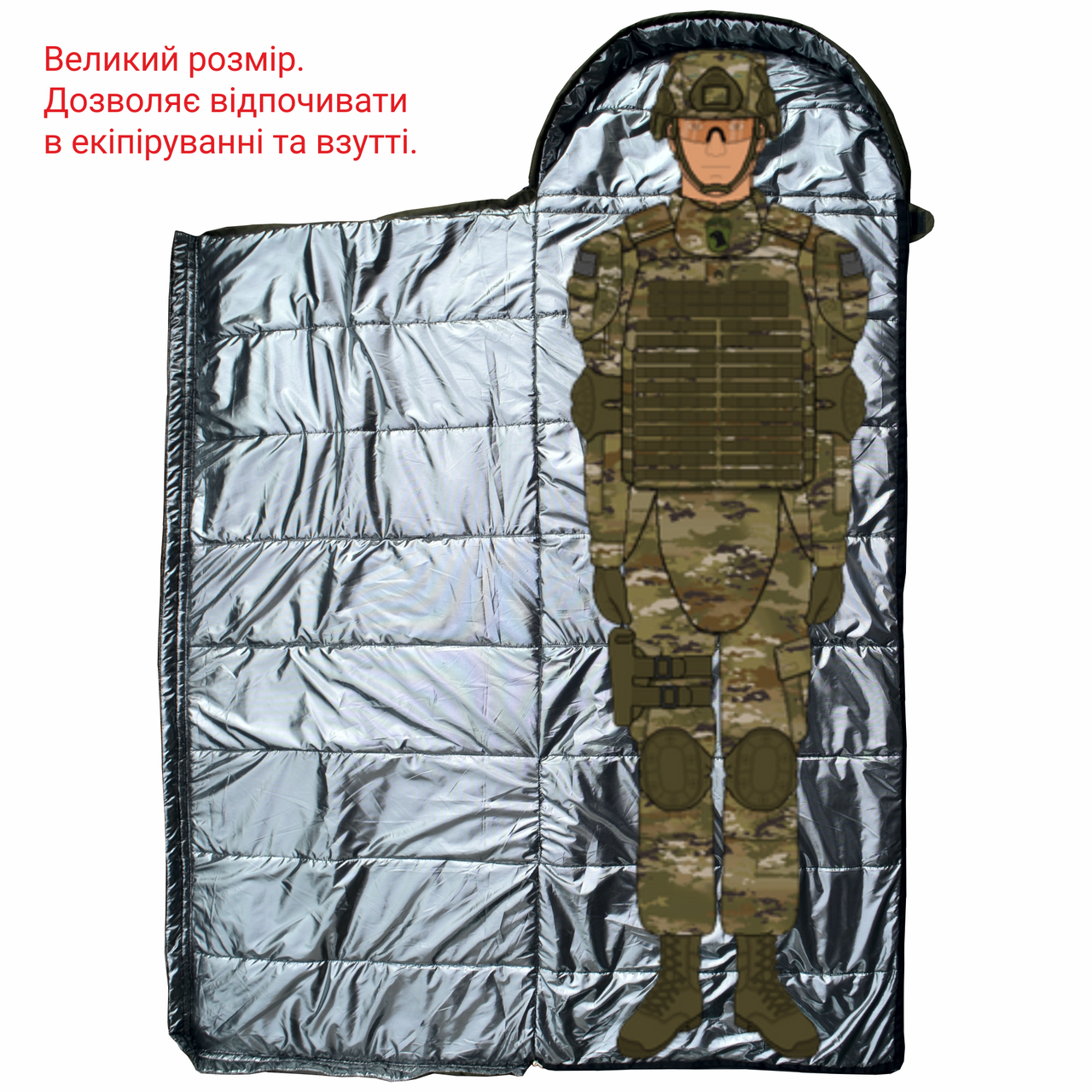 Спальный мешок-одеяло Derby CMK400-90 зимний армейский 240х90 см Хаки (2429237096) - фото 4 Спальный мешок-одеяло Derby CMK400-90 зимний армейский 240х90 см Хаки (2429237096) - фото 4