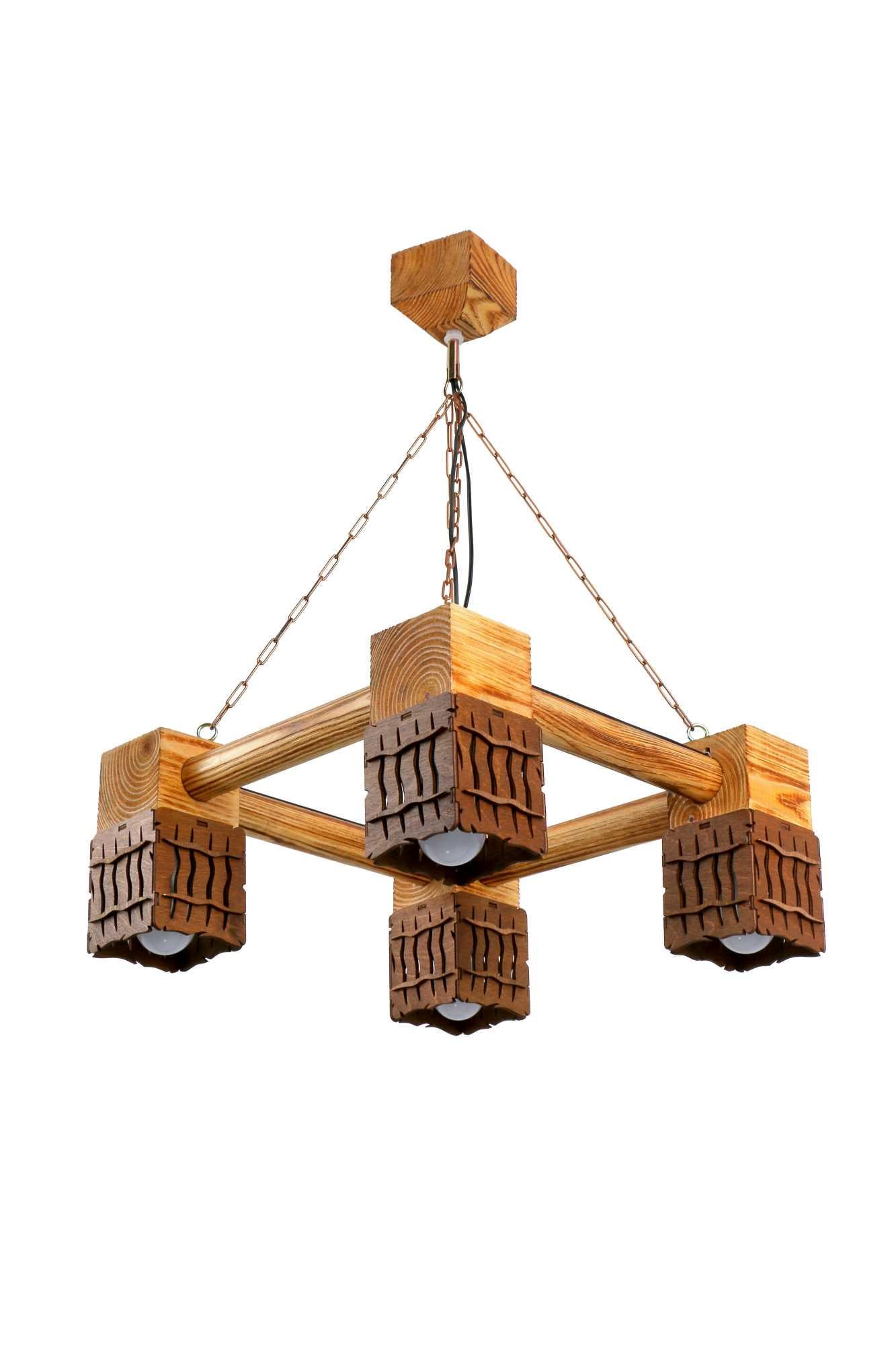 Люстра деревянная Sirius S7054/4 светлое обжиг на 4 плафона (000012374)