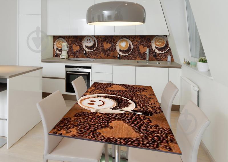 Наклейка 3Д виниловая на стол Zatarga «Кофейная улыбка» 600х1200 мм для домов, квартир, столов, кофейн, кафе Наклейка 3Д виниловая на стол Zatarga «Кофейная улыбка» 600х1200 мм для домов, квартир, столов, кофейн, кафе