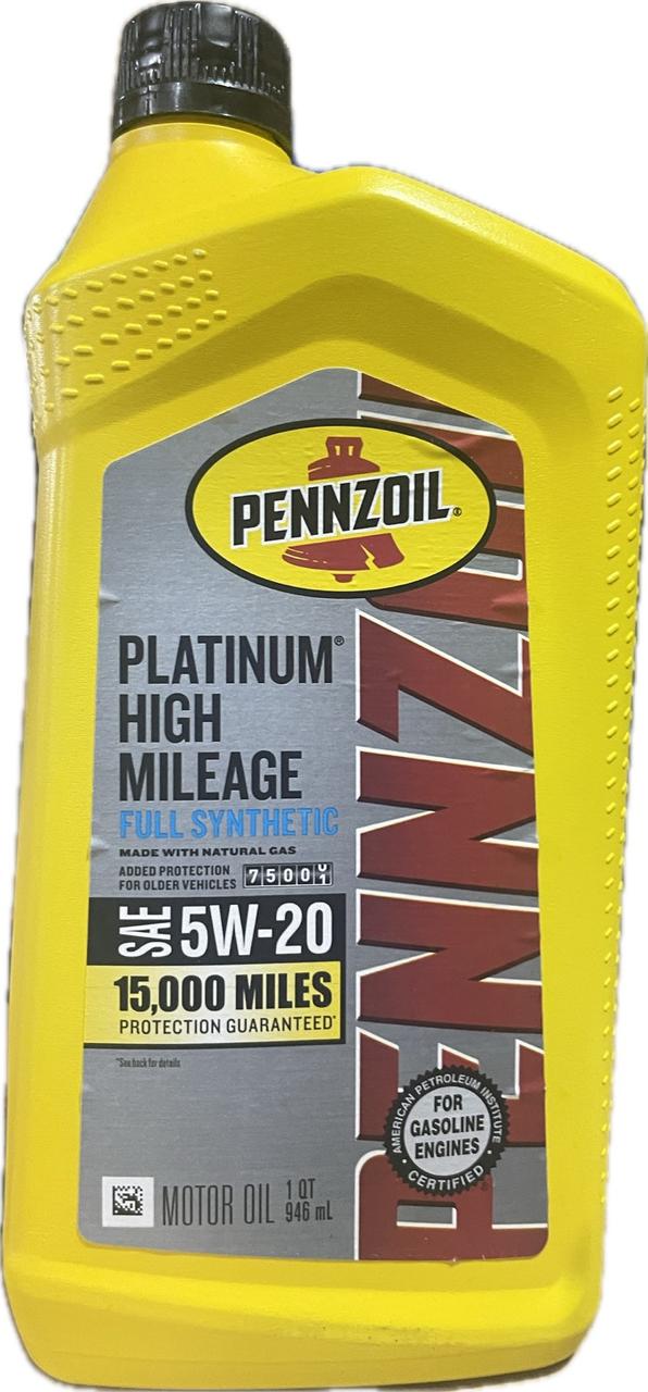 Моторное масло Pennzoil Platinum High Mileage Full Synthetic 5W-20 0,946 л (550042724)