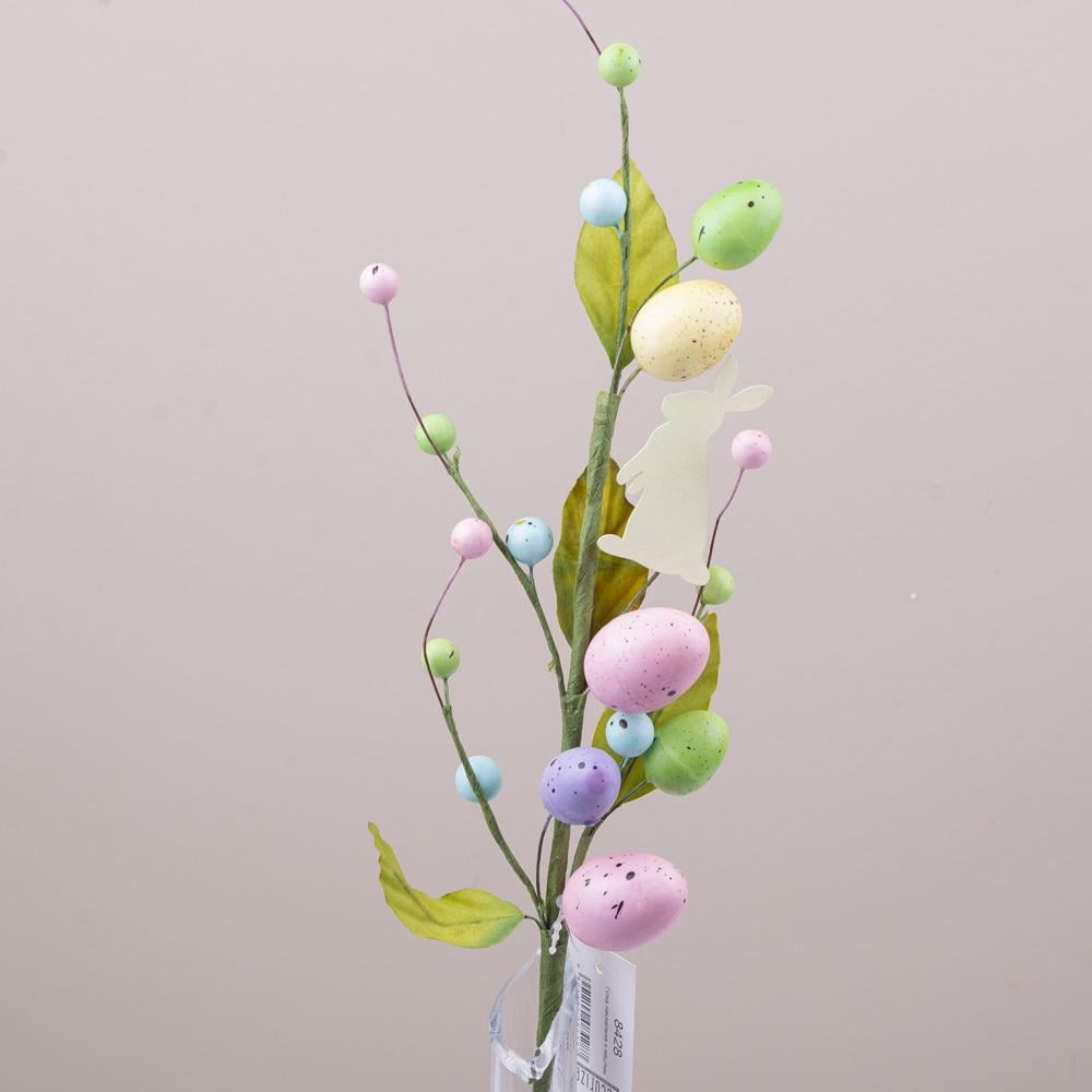 Ветвь с яйцами шариками и зайчиком (8428) Ветвь с яйцами шариками и зайчиком (8428)