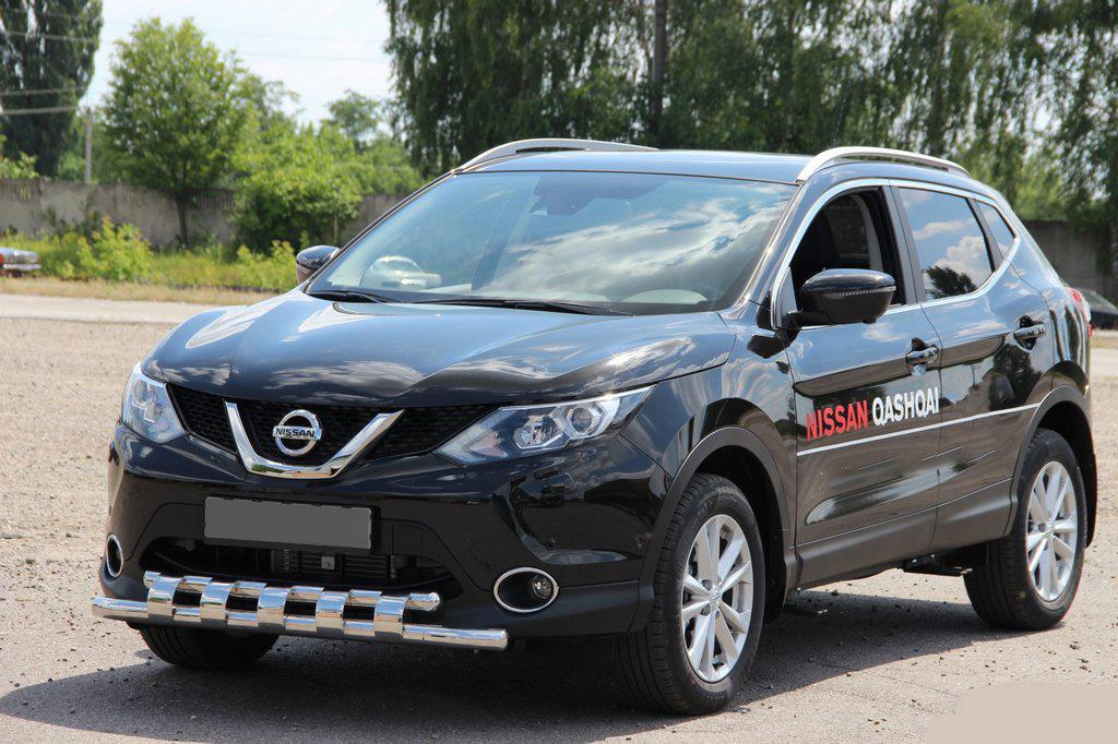 Передняя защита ST015 CAN для Nissan Qashqai 2007-2010 гг. нержавеющая сталь Хром