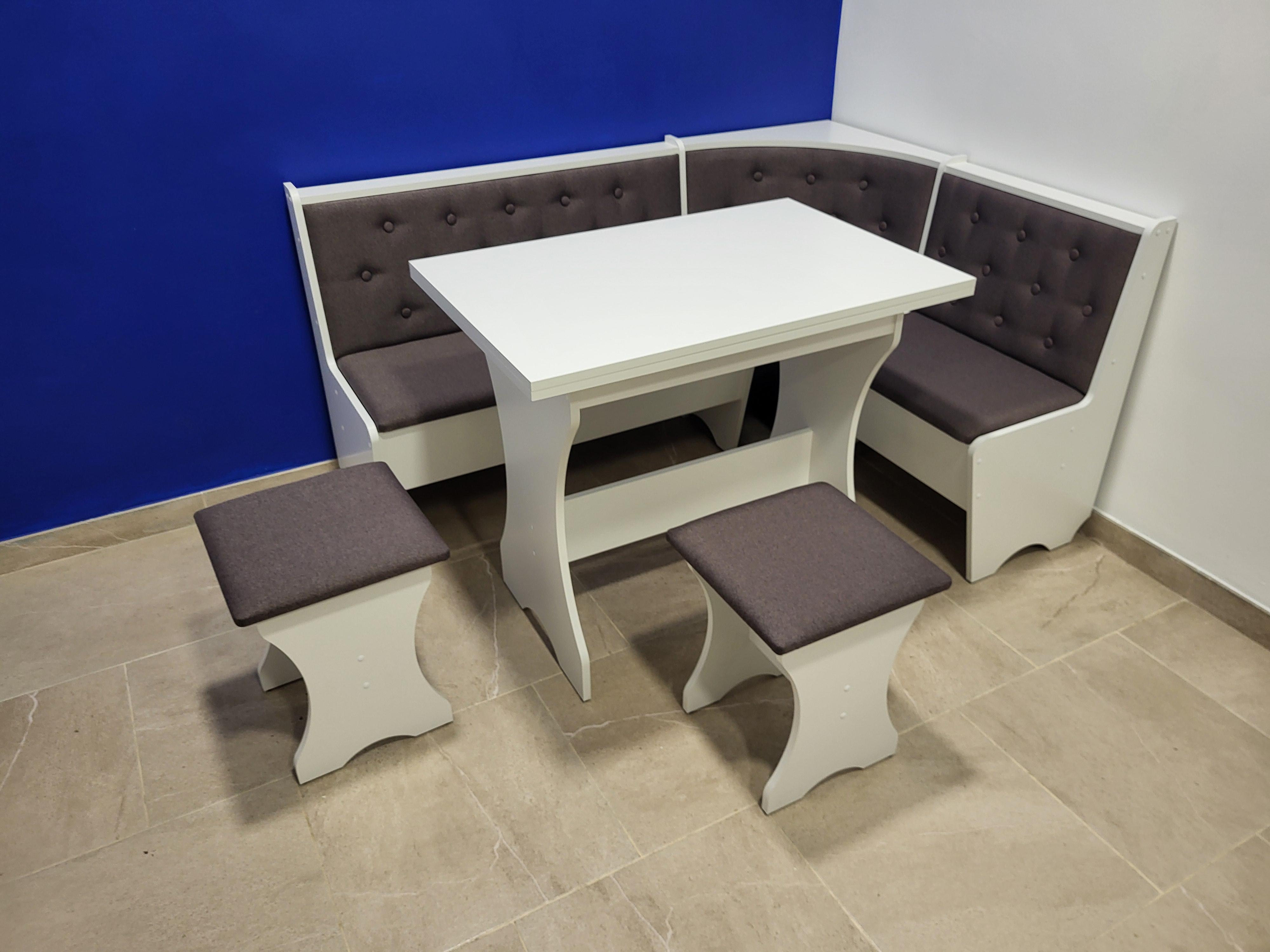 Кухонный уголок со столом и 2 табурета Mebel-Service 113,5х153,5 см Durando 3 dark/Белый (KSTT-DT-B) Кухонный уголок со столом и 2 табурета Mebel-Service 113,5х153,5 см Durando 3 dark/Белый (KSTT-DT-B)