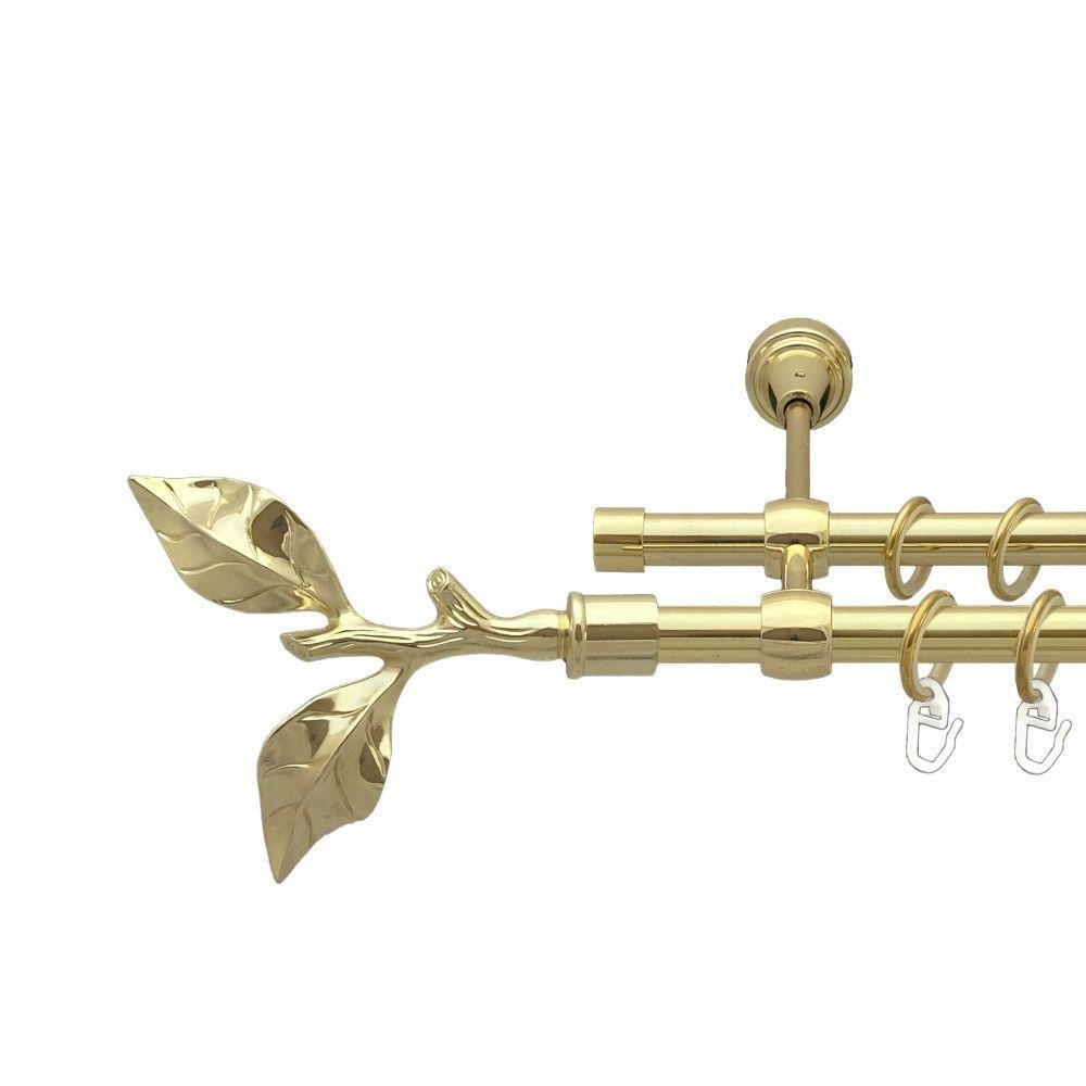 Карниз для штор Orvit Листок двухрядный гладкий 16\16 мм 160 см Золотой (00-00014383)