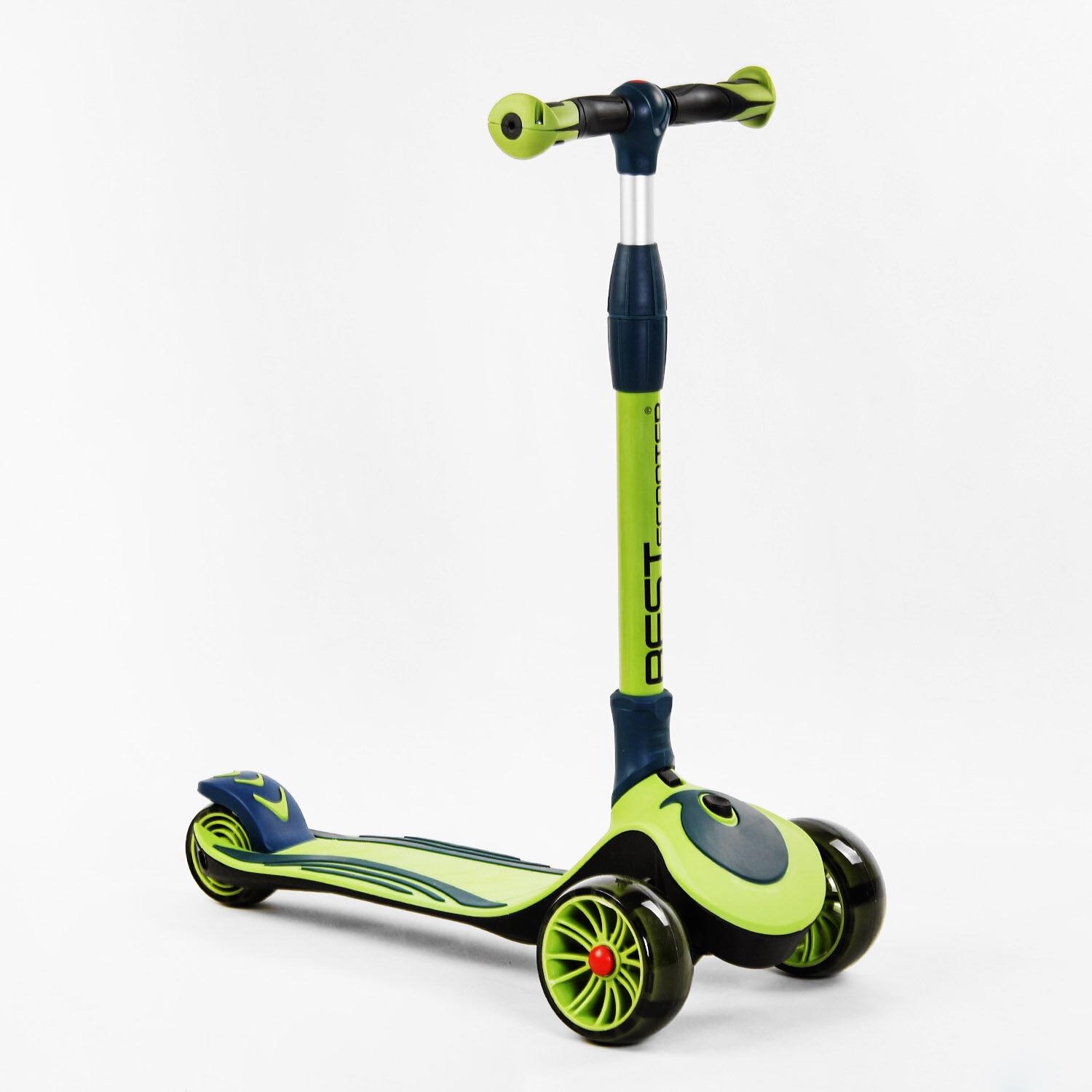 Самокат трехколесный Best Scooter складной колеса PU со светом Green (104500) Самокат трехколесный Best Scooter складной колеса PU со светом Green (104500)