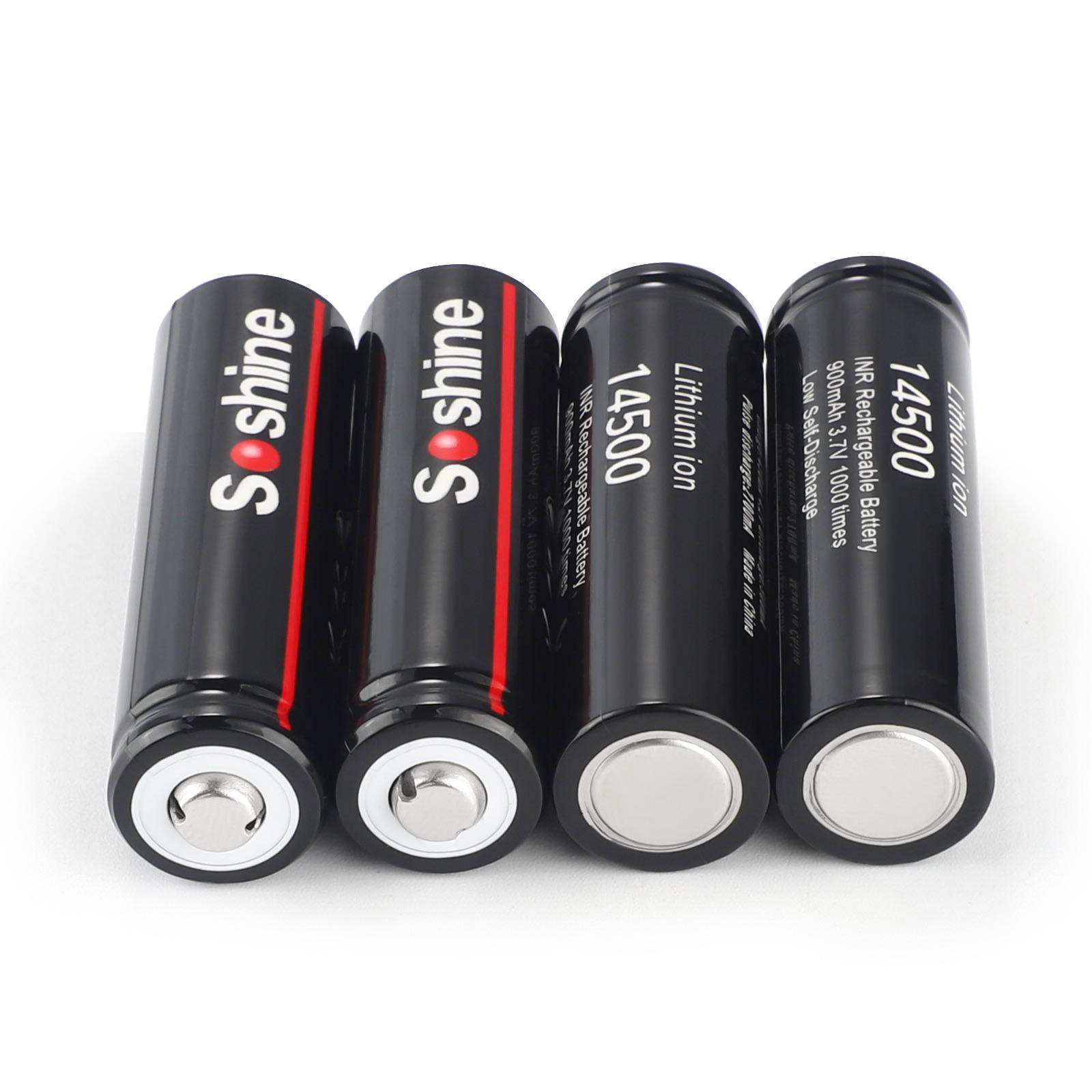 Акумулятор Soshine 14500/AA Li-Ion 14500-3,7-900 900 mAh 1,8A 4,2/3,7/2,8V Black (25993669) - фото 6 Акумулятор Soshine 14500/AA Li-Ion 14500-3,7-900 900 mAh 1,8A 4,2/3,7/2,8V Black (25993669) - фото 6