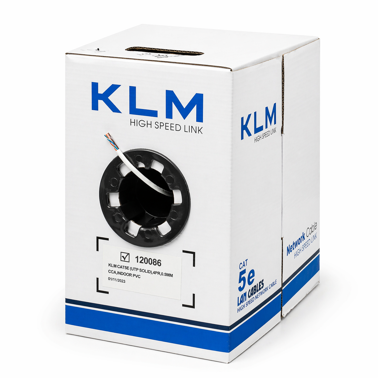 Внутренний интернет кабель витая пара KLM Cat5e UTP CCA 305 м Белый
