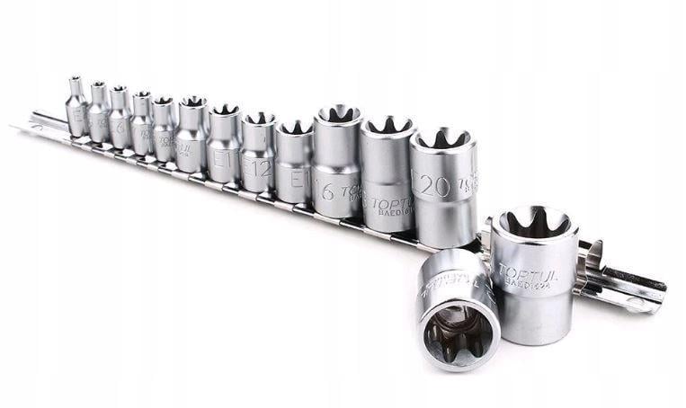 Набір головок 1/4"-1/2" Toptul E4-E24 GAAR1402 TORX на планці 14 од. Набір головок 1/4"-1/2" Toptul E4-E24 GAAR1402 TORX на планці 14 од.