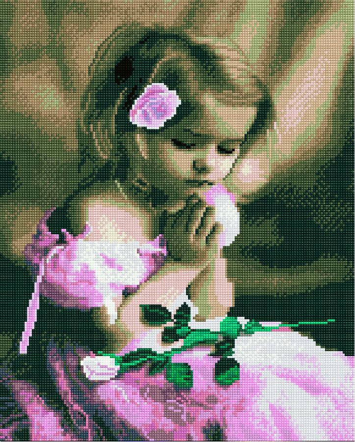 Алмазная мозаика Никитошка Девочка в розовом 40x50 см (GJ5106)