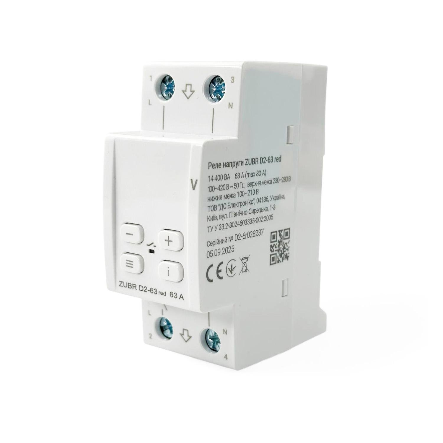 Реле напряжения ZUBR D2-63 Red - фото 4 Реле напряжения ZUBR D2-63 Red - фото 4