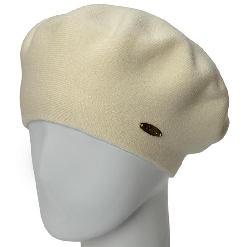 Берет женский двойной Novita Софи из вискозы теплый мягкий L р. 57-58 Молочный