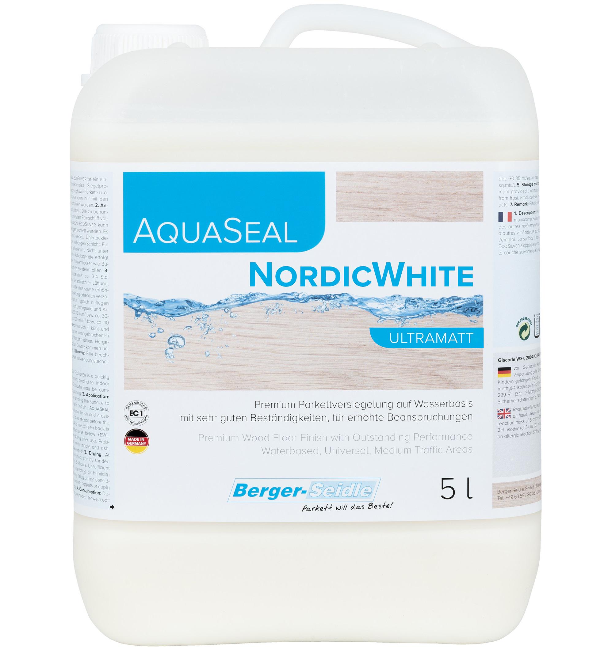 Лак для паркета отбеливающий Berger AquaSeal NordicWhite 5 л