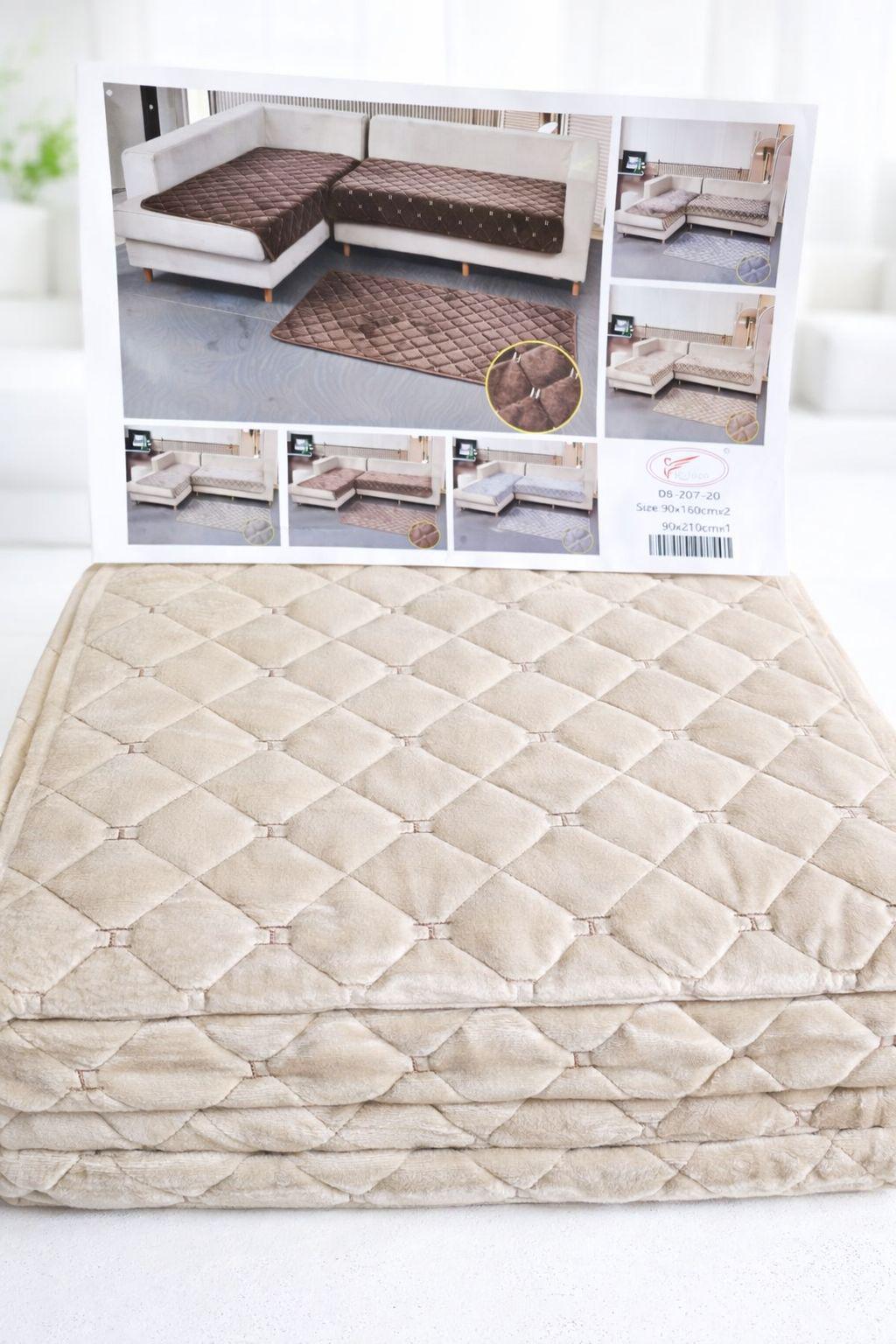 Комплект покрывал-дивандеков на диван/кресла 3в1 Молочный (Дивандеки-1)