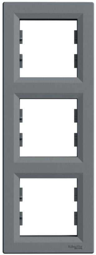 Рамка Schneider Electric трехместная Asfora вертикальная ABS Сталь (EPH5810362)