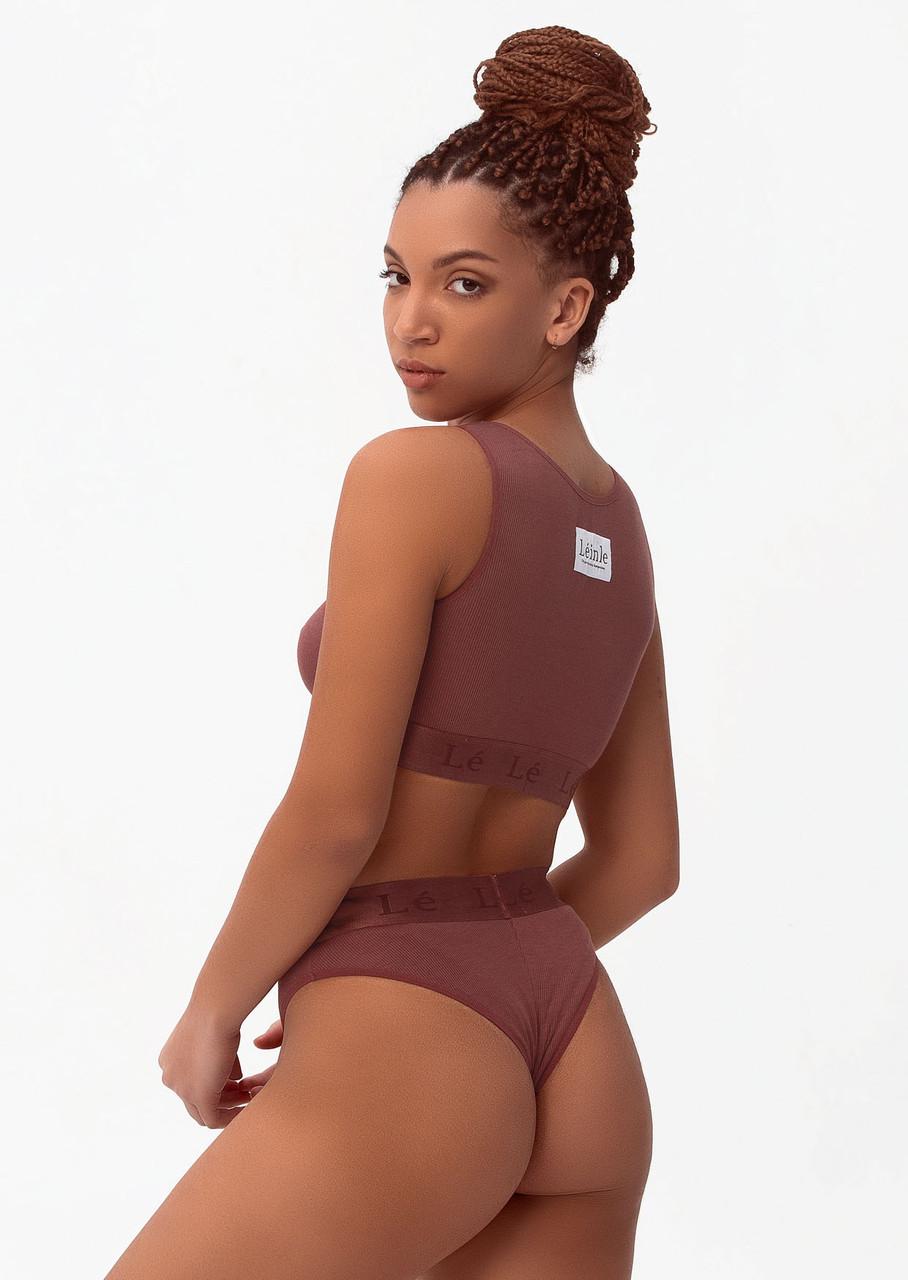 Комплект нижньої білизни Leinle топ на широкій бретелі/труси з віскози XS Бордовий (1455/60028) - фото 2