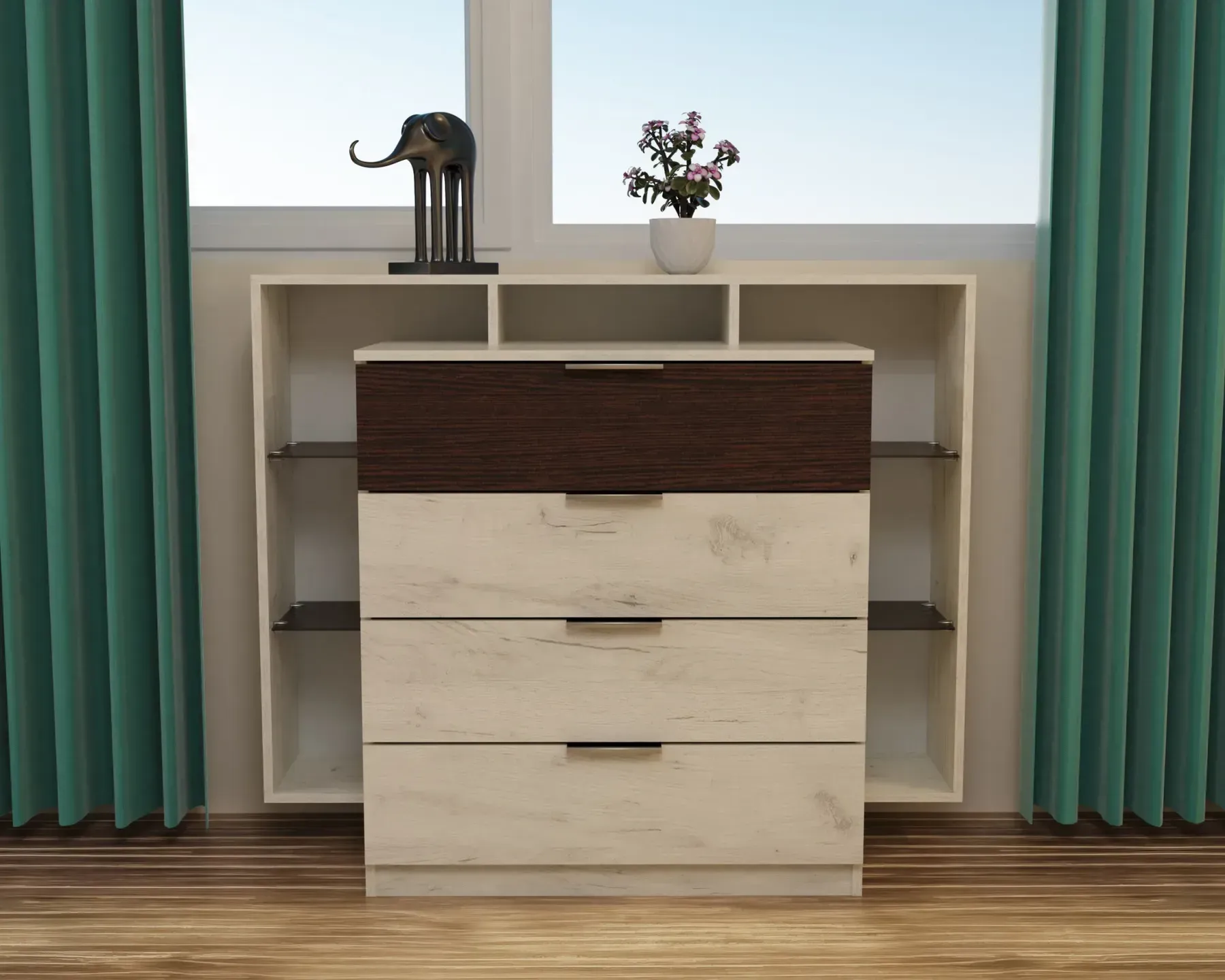 Комод Kontinent Крістал 120х45х100 см Дуб Крафт Білий/Венге Магія (59186218) - фото 5 Комод Kontinent Крістал 120х45х100 см Дуб Крафт Білий/Венге Магія (59186218) - фото 5