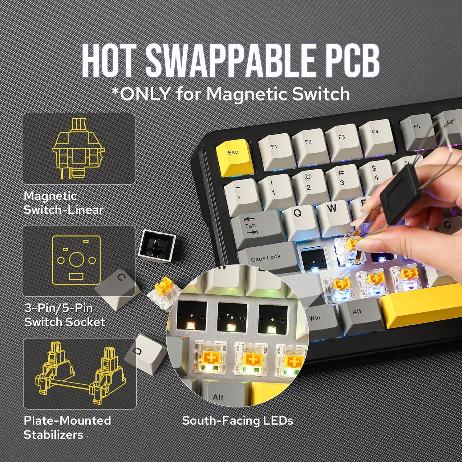 Клавиатура механическая Ajazz AK820 Max HE с магнитными переключателями Темно-серый (25248616) - фото 6