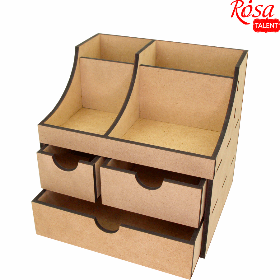 Декоративный комод-органайзер для декупажа Rosa Talent 3 ящика МДФ 24х19х23 см (4823098524977) - фото 2 Декоративный комод-органайзер для декупажа Rosa Talent 3 ящика МДФ 24х19х23 см (4823098524977) - фото 2