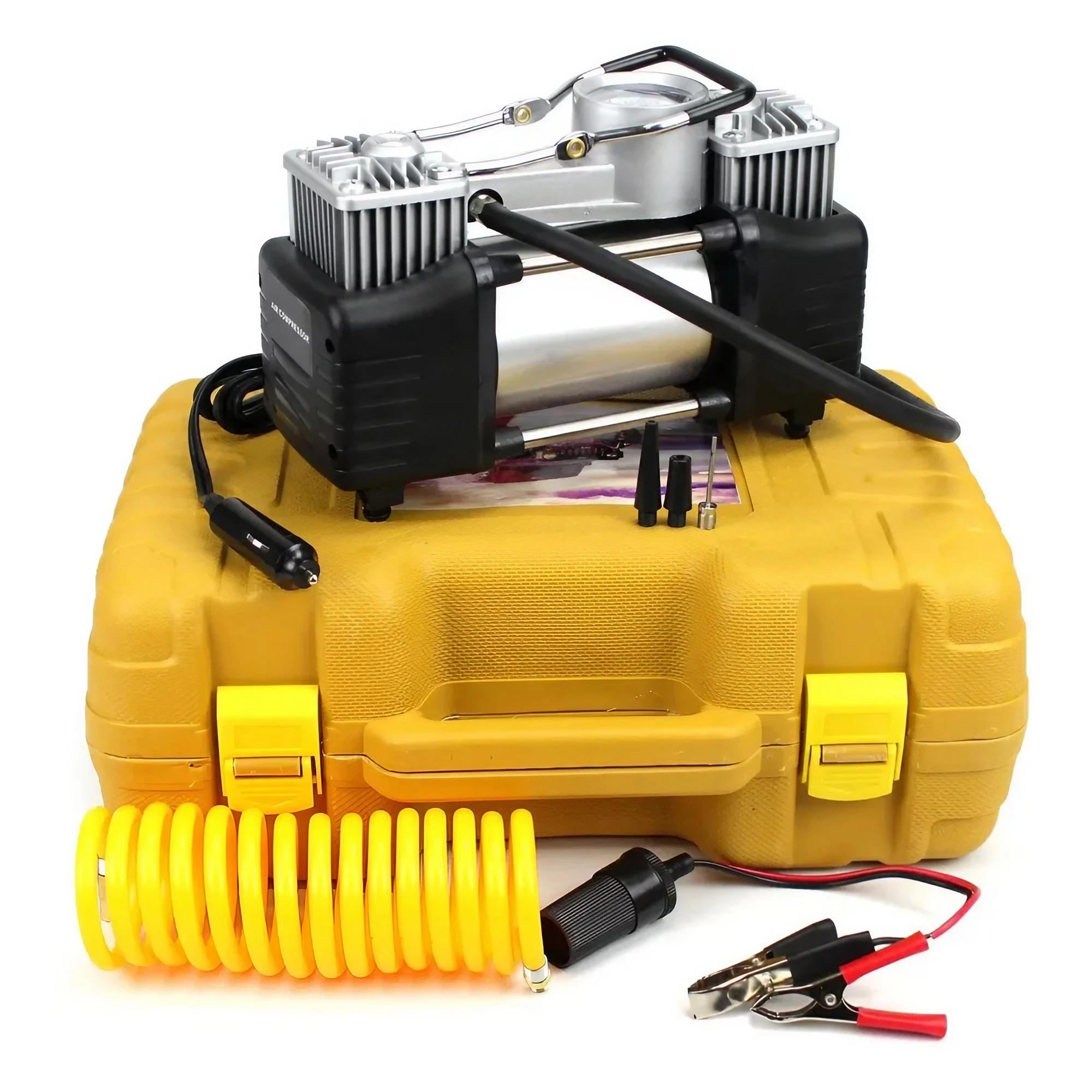 Компресор автомобільний Heavy Duty Air 150 PSI двоциліндровий Жовтий (jmx НФ-00001777)