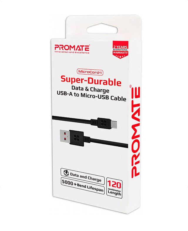 Кабель Promate MicroCord-1 USB-microUSB 2А 1,2 м Black - фото 6