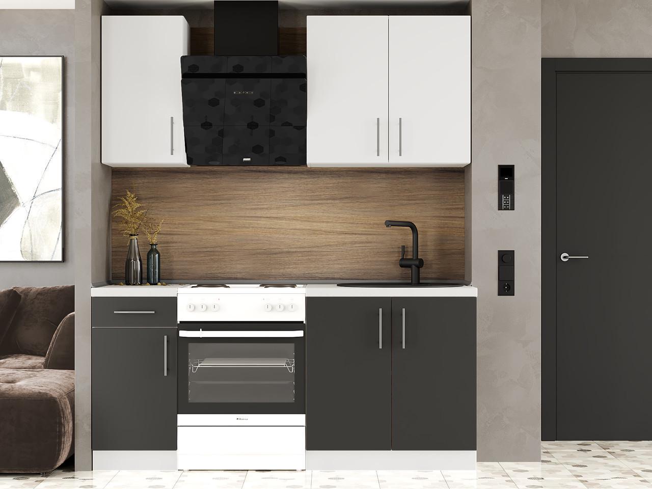 Комплект кухни К-1 Эверест Оптима без столешниц 1,8 м Белый/Антрацит (ЭК-26004) - фото 5 Комплект кухни К-1 Эверест Оптима без столешниц 1,8 м Белый/Антрацит (ЭК-26004) - фото 5