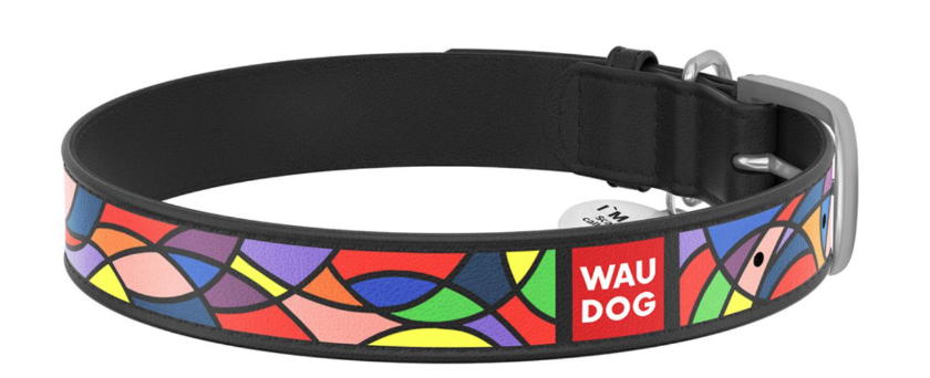 Ошейник Waudog Design Витраж металлическая пряжка 12 мм x 19-25 см Черный