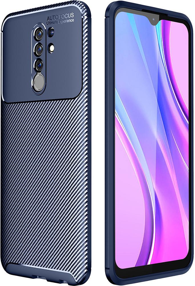 Чехол накладка Auto Focus Carbon для Xiaomi Redmi 9 Blue (20071-28)