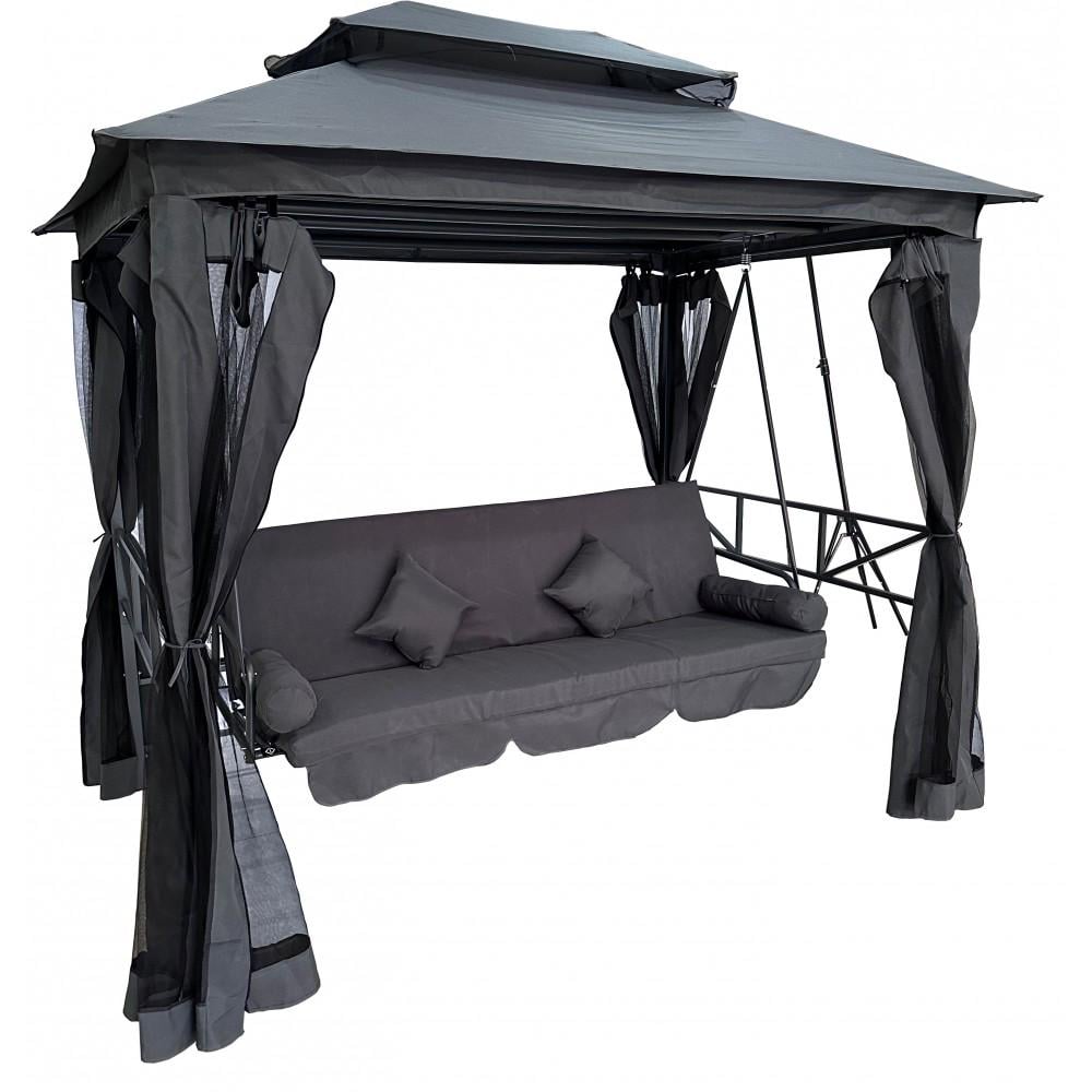 Качели для сада Bonro B-002 с навесом подушками и москитной сеткой Серый (42401029)