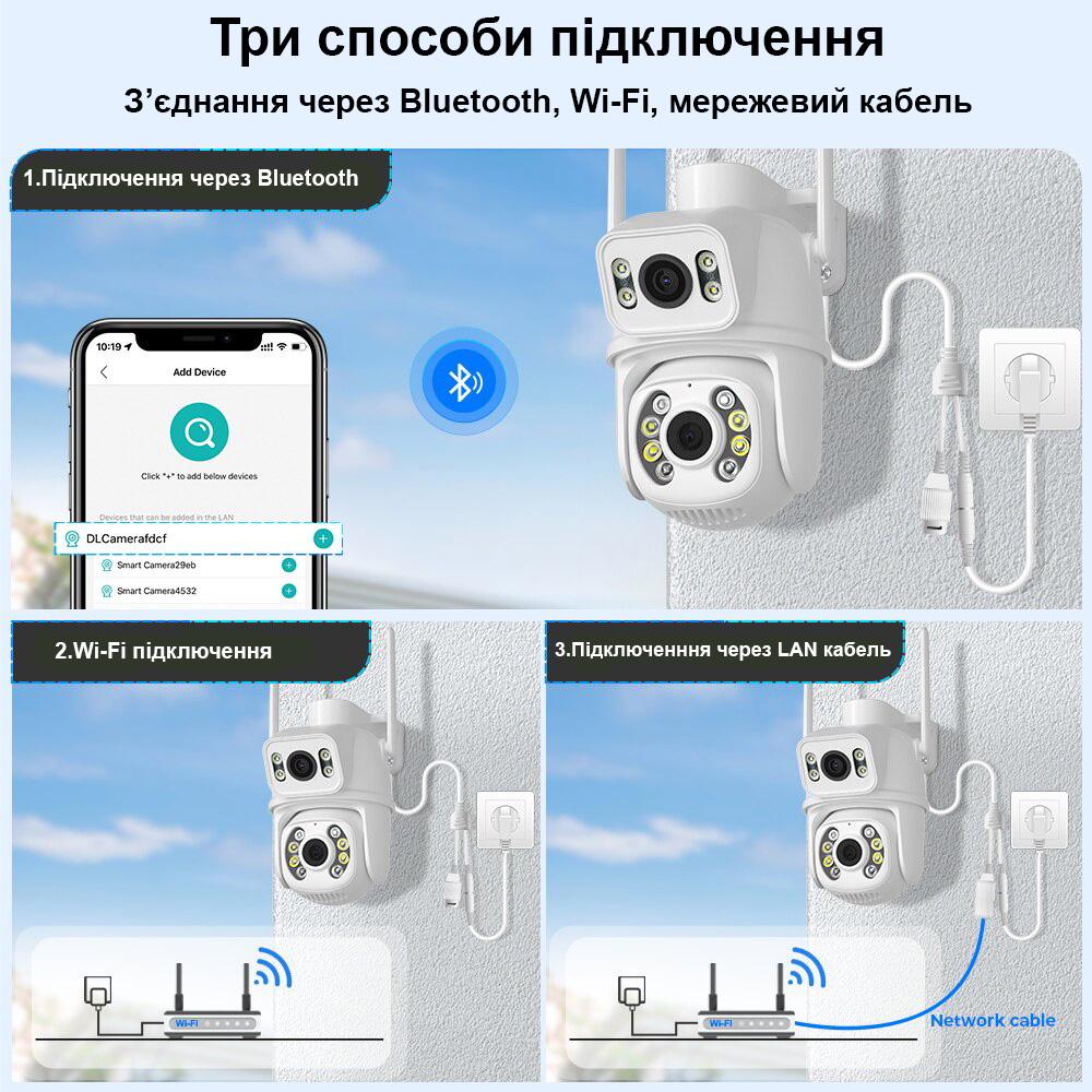 Камера уличная APP Control 4K Wi-Fi 8MP с искусственным интеллектом Белый (12581909) - фото 15