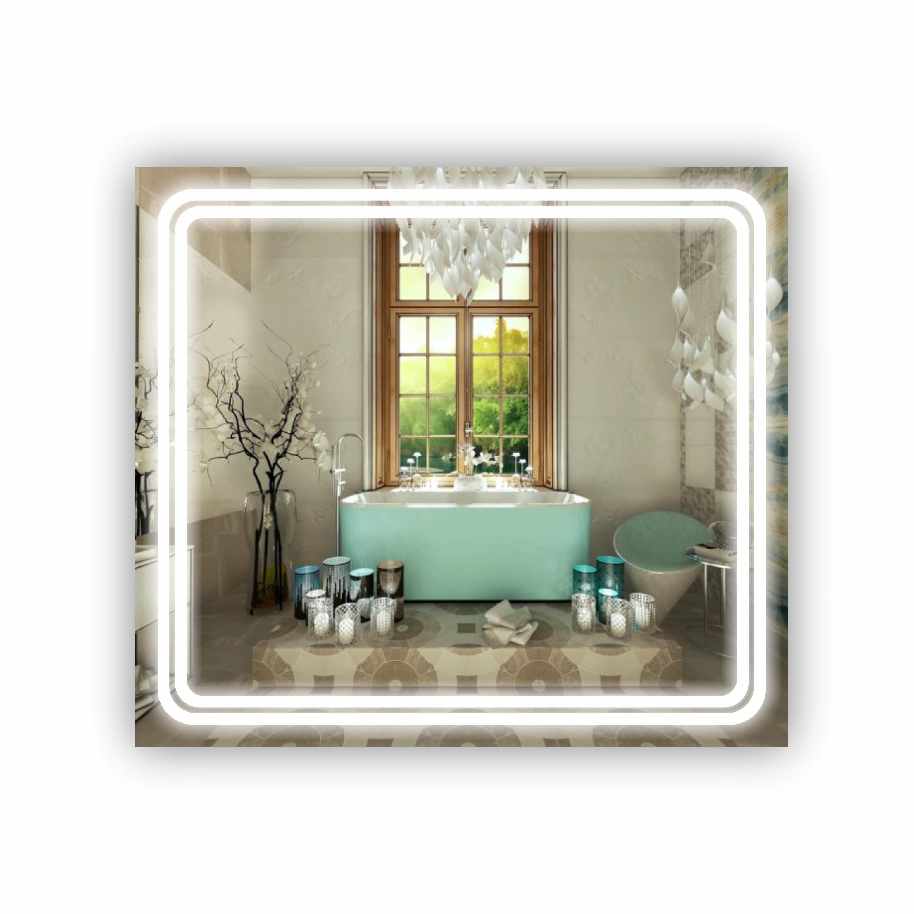 Зеркало с LED подсветкой 900х800 мм (R-066) Зеркало с LED подсветкой 900х800 мм (R-066)