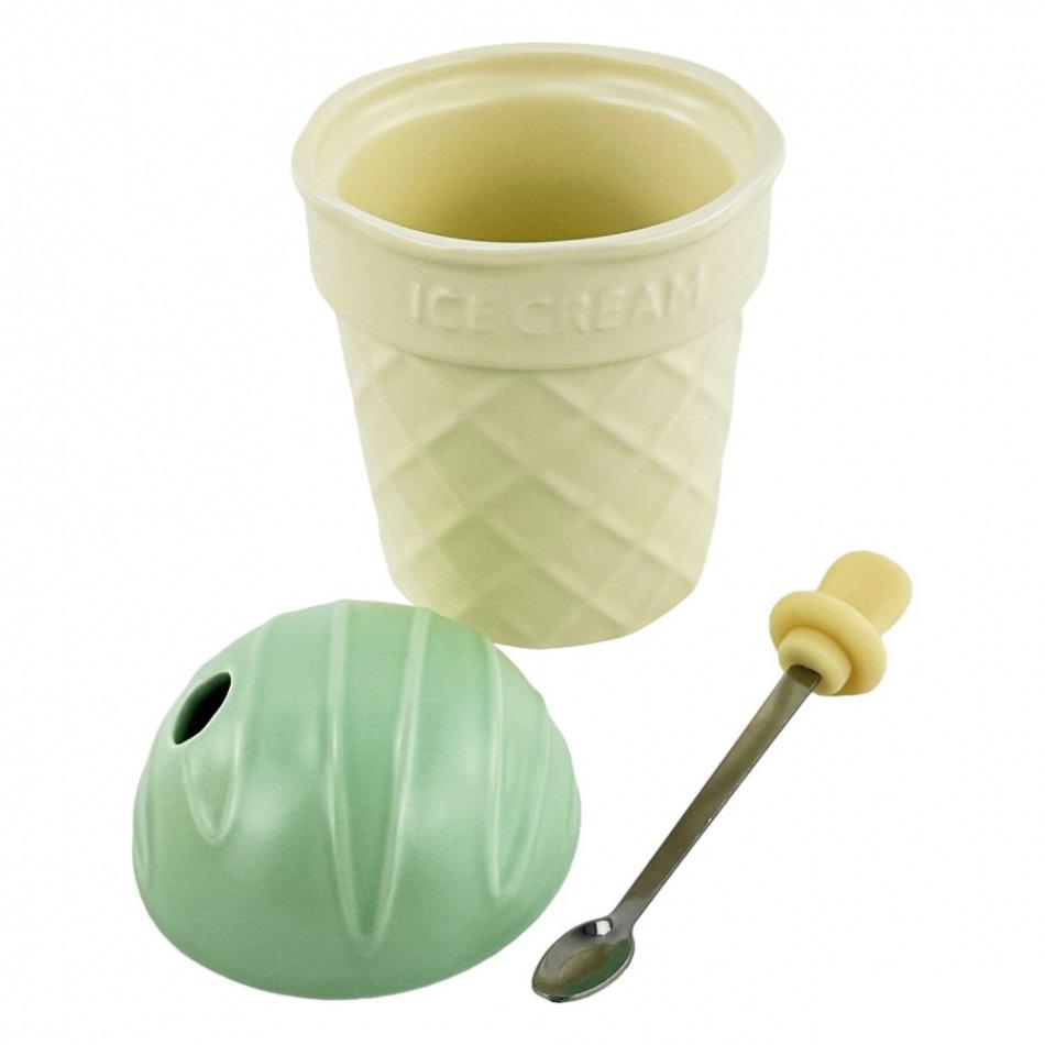 Чашка керамічна Stenson R32744 Ice cream з кришкою та ложкою 350 мл (607916) - фото 2