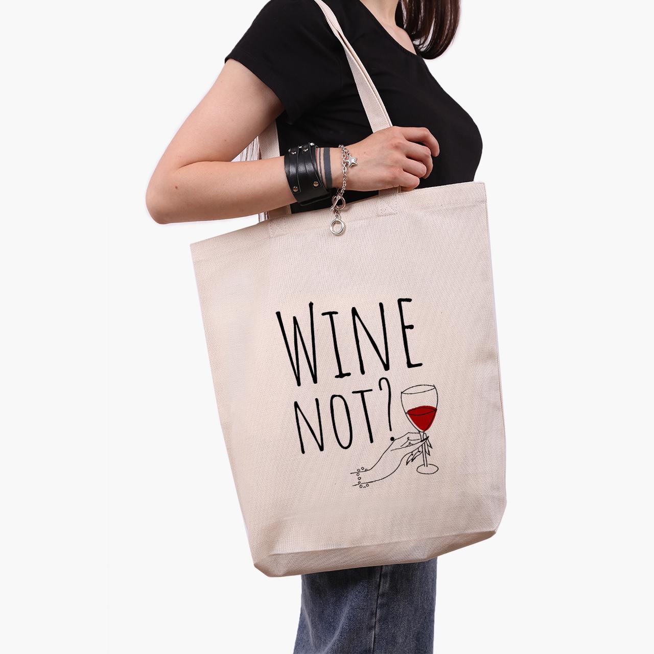 Еко сумка шоппер Wine not? 41х39х8 см Бежевий (9227-2615-WTD)