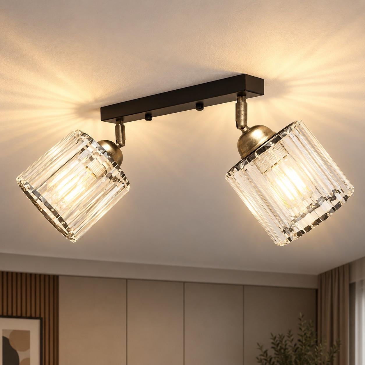 Светильник-спот потолочный MSK ELECTRIC Brillante поворотний на два плафона под хрусталь Е27 Черный (NL 121251-2 BK)