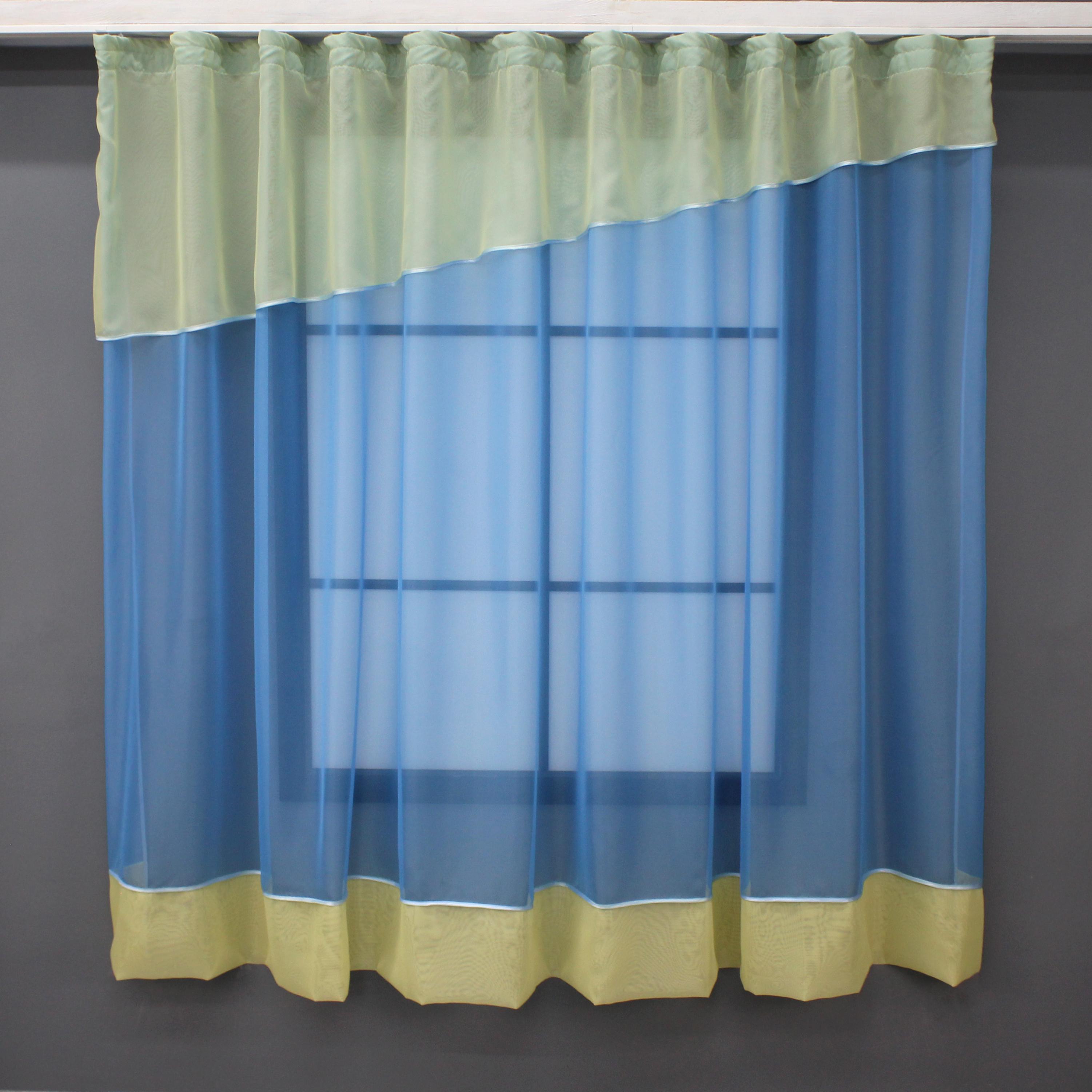 Кухонный тюль VR-Textil №047к 280х170 см Голубой с желтым (52-0975)