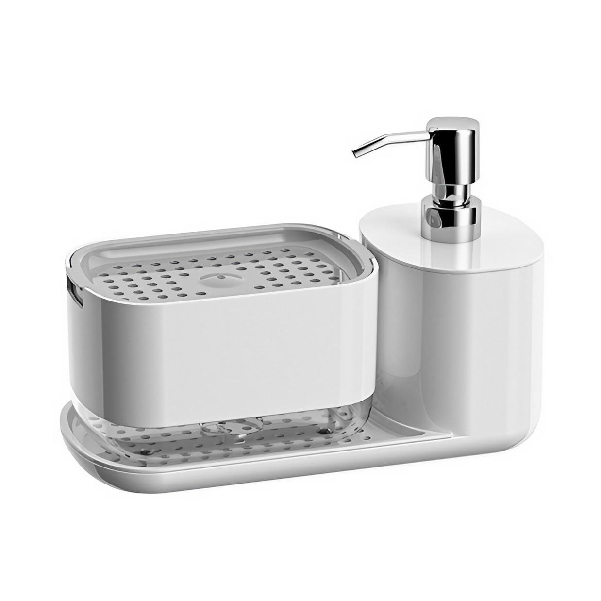 Диспенсер с держателем губки Kitchen Soap Pump Dispenser Белый (DSPNMC-WHT-0774) - фото 1 Диспенсер с держателем губки Kitchen Soap Pump Dispenser Белый (DSPNMC-WHT-0774) - фото 1
