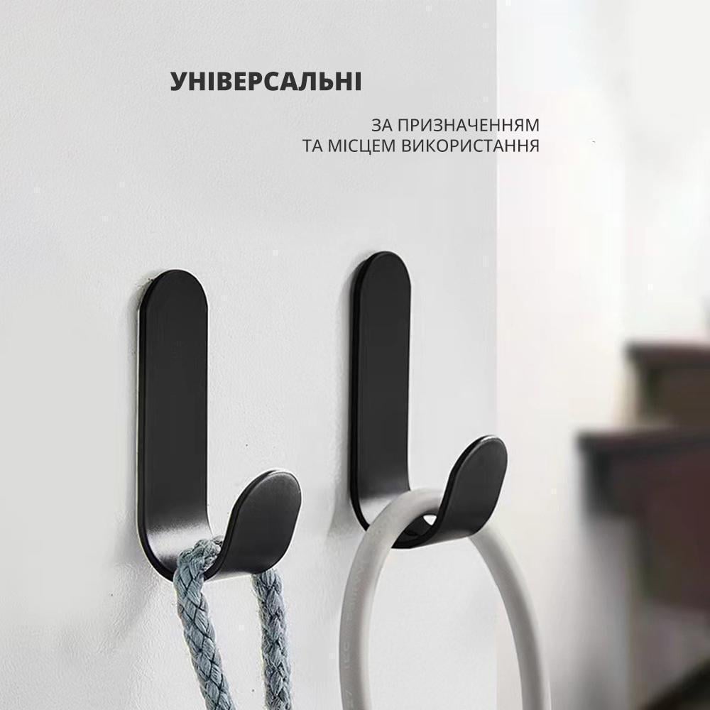 Крючки для кухни и ванной комнаты стальные держатели 5 шт. Черный (13993922) - фото 2
