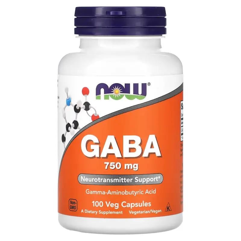 ГАМК – гамма-аміномасляна кислота NOW GABA 750 mg 100 Veg Capsules ГАМК – гамма-аміномасляна кислота NOW GABA 750 mg 100 Veg Capsules