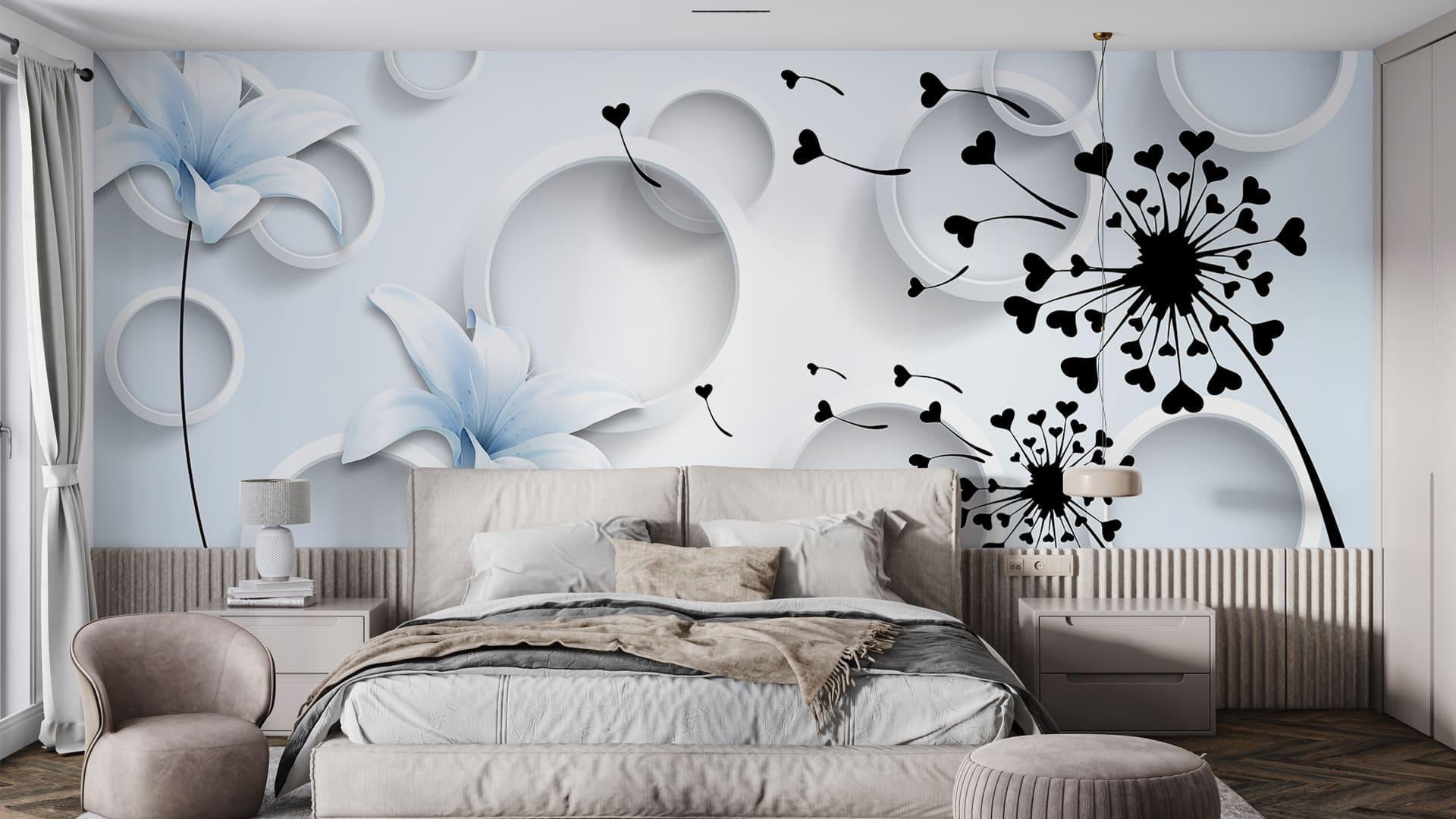 Фотообои флизелиновые Styleo Print-walls 3D Нежные цветы 0183 350х270 см (Pw-0183/3)