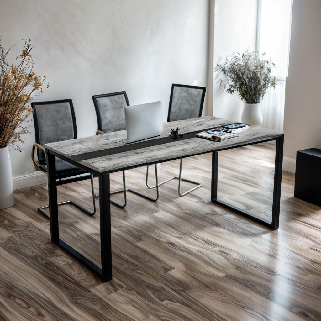 Стол для переговоров Tobi Sho LOFT "Разговор" столешница 36 мм 1600х800х765 Дуб крафт белый