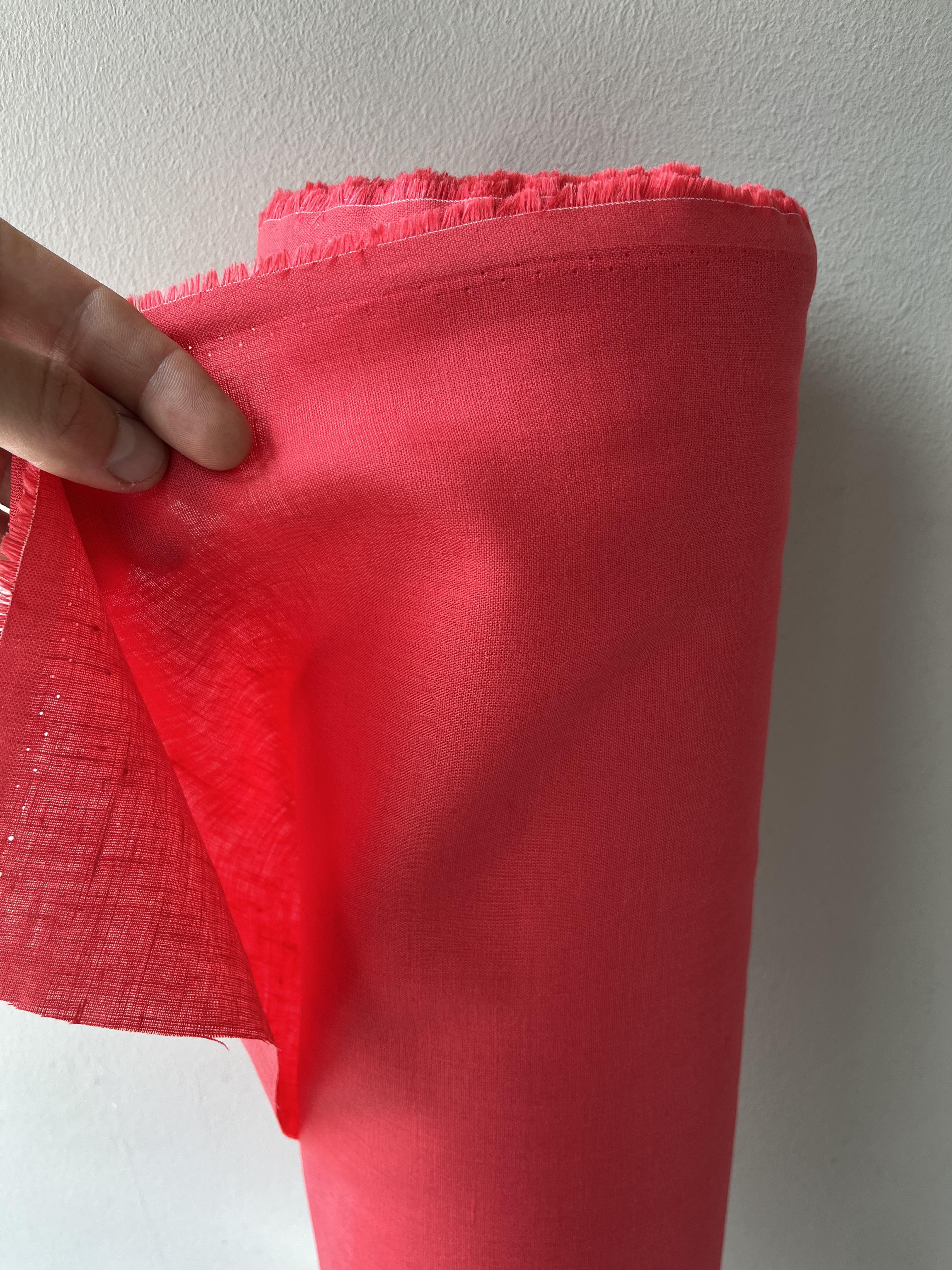 Ткань рубашечно-платья Linen Plus 100% лен 143 см 1284 Красный - фото 6