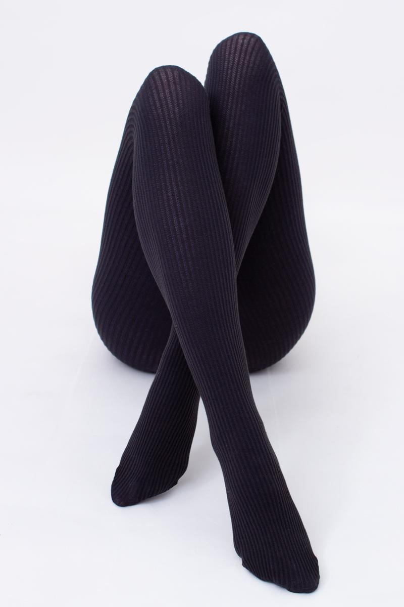 Колготки хлопковые Giulia SHELL с вертикальными полосками р. 3 Black (4823103016060)