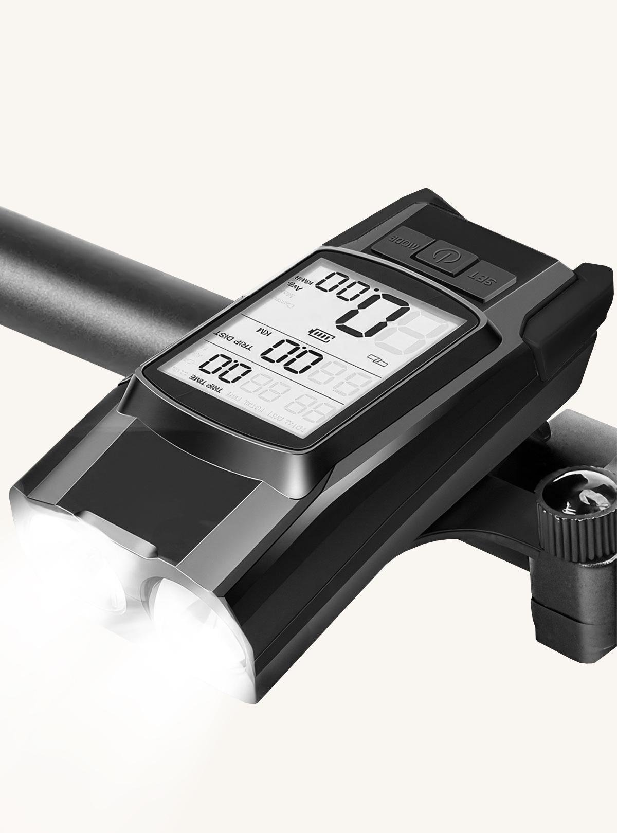 Велокомпьютер со спидометром OnePro 9385 с фонариком и сигналом Черный (71326)