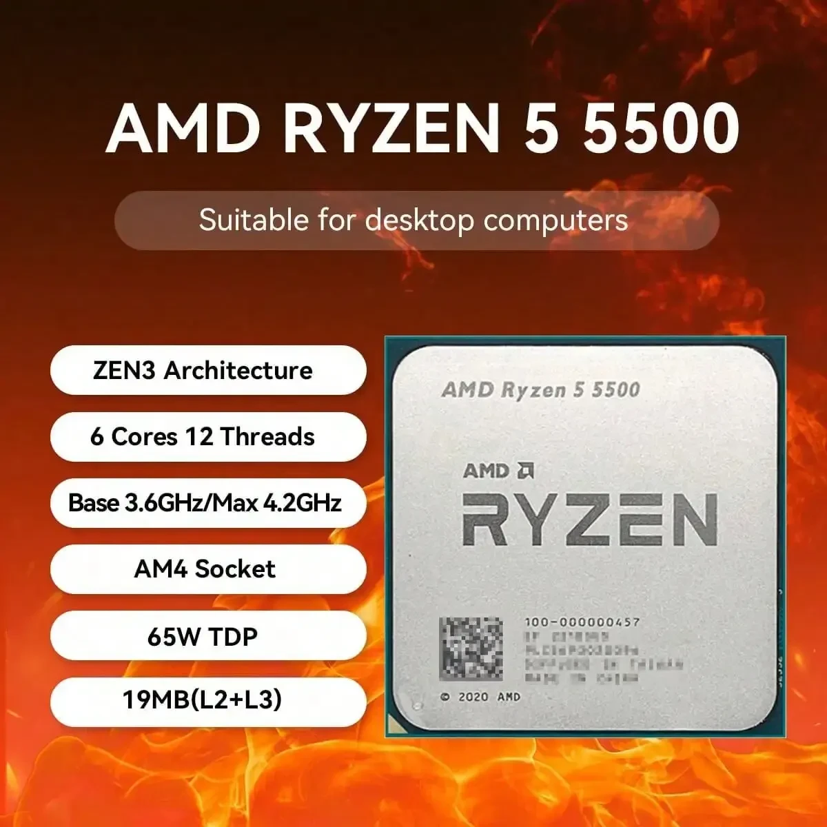 Процессор CPU AMD Ryzen 5 5500 3.6/4.2GHz (Socket-AM4 Tray) - фото 4