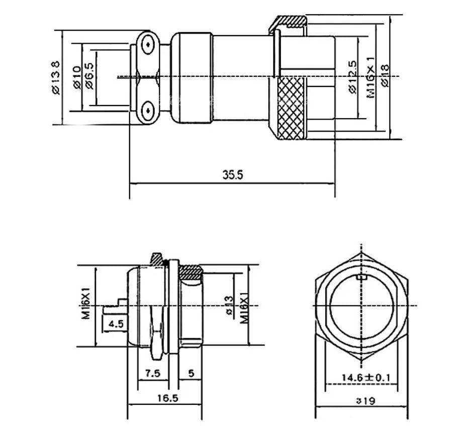 Разъем соединительный авиационный GX16-16M-4A розетка на 4 контакта (2678556571) - фото 3 Разъем соединительный авиационный GX16-16M-4A розетка на 4 контакта (2678556571) - фото 3