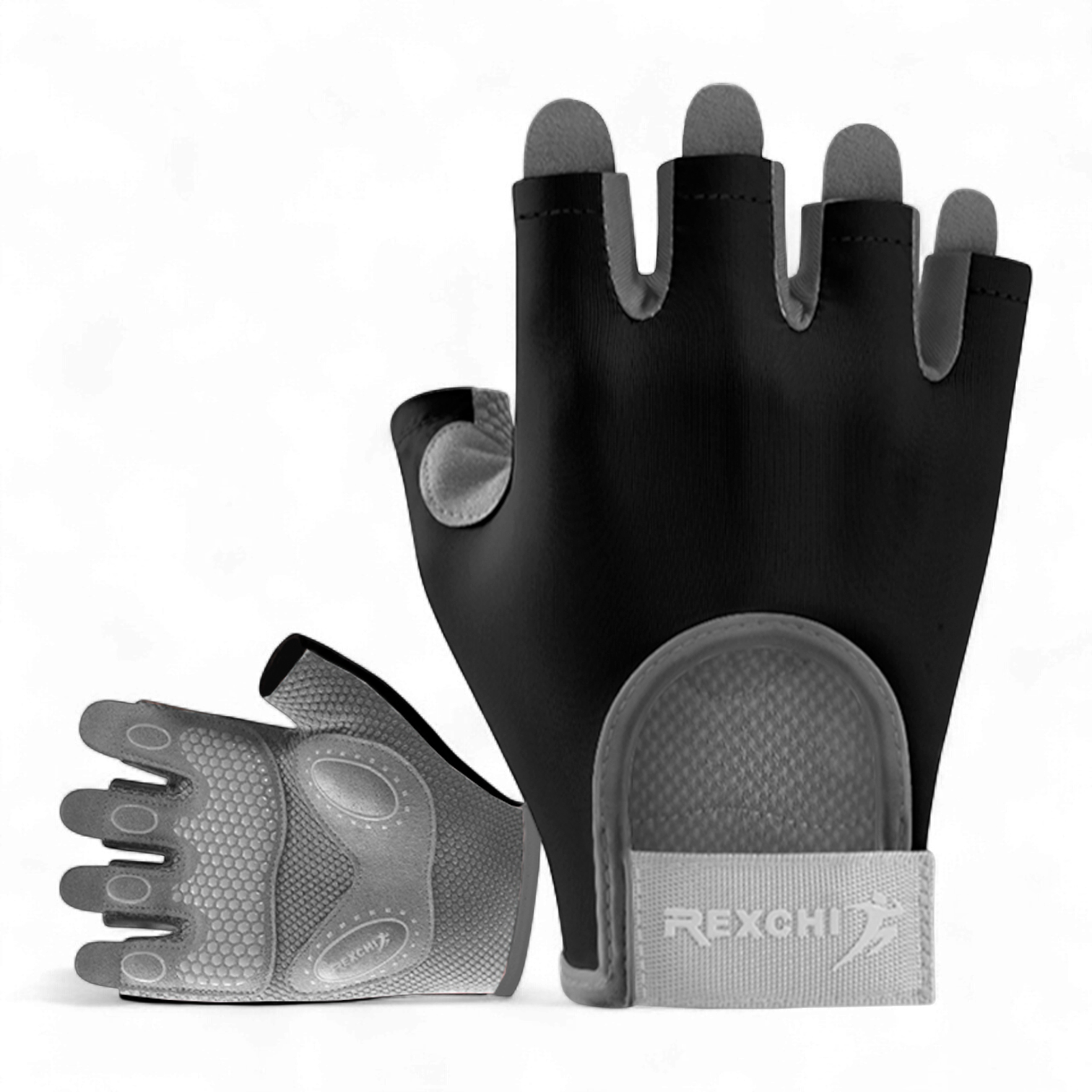 Перчатки для спорта без пальцев Univerza нескользящие дышащие эластичные Черный - фото 1