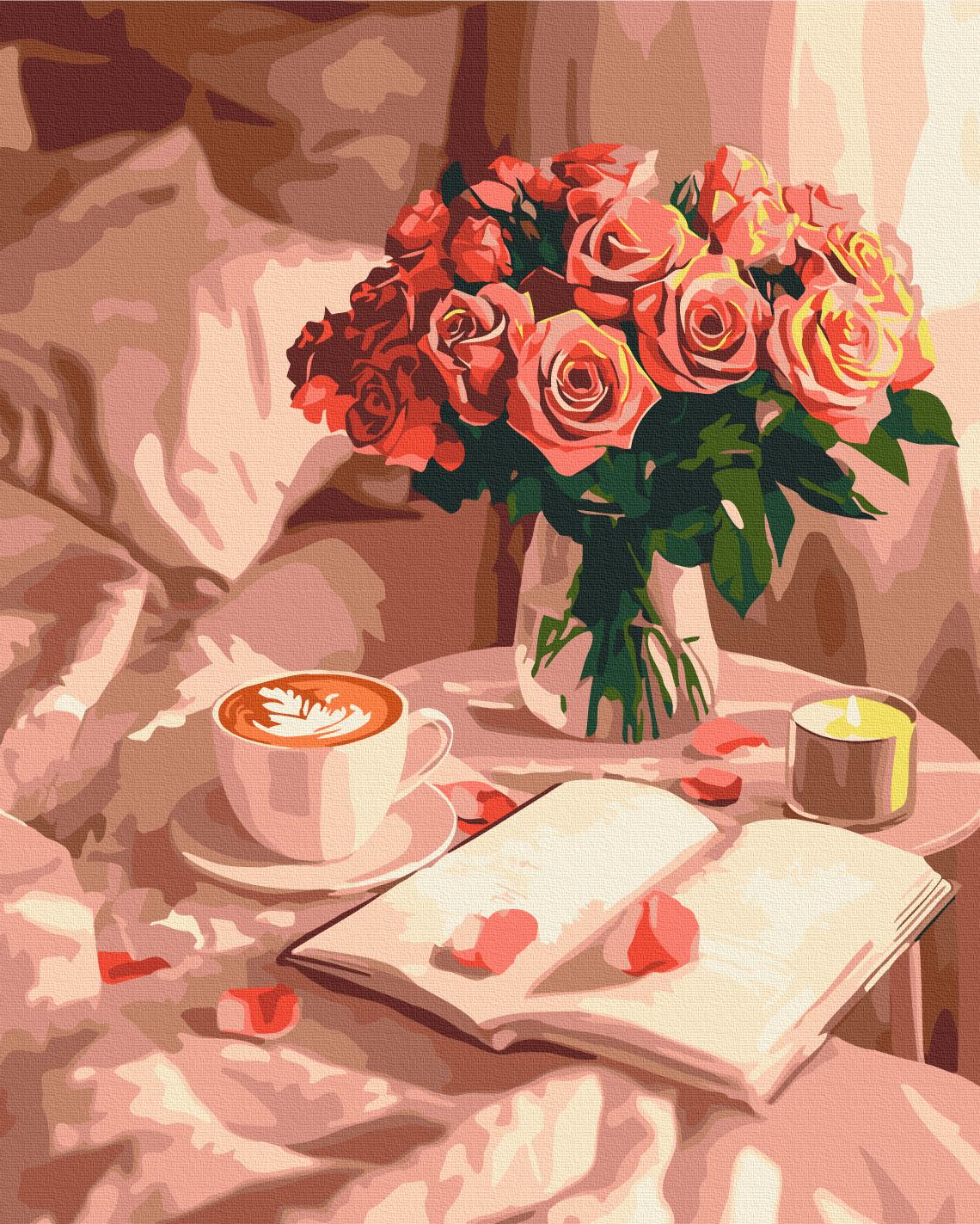 Картина по номерам Brushme Аромат роз и кофе 40x50 см (BS54286)